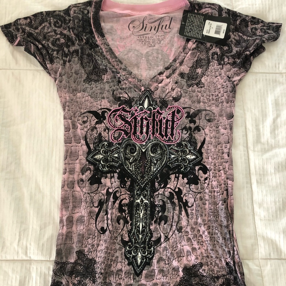 Affliction/Sinful womens top